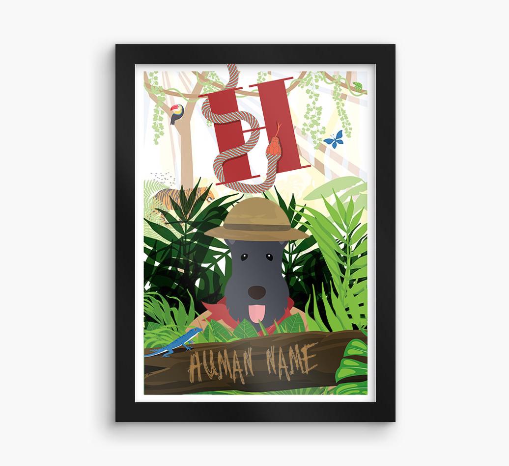 Jungle Initial: Personalized {breedFullName} Framed Print