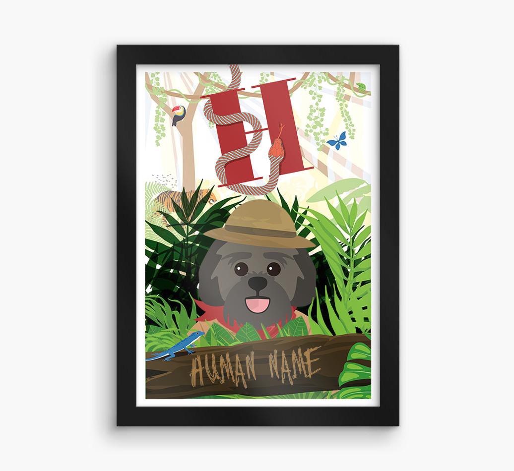 Jungle Initial: Personalized {breedFullName} Framed Print