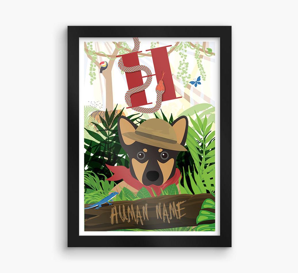 Jungle Initial: Personalized {breedFullName} Framed Print