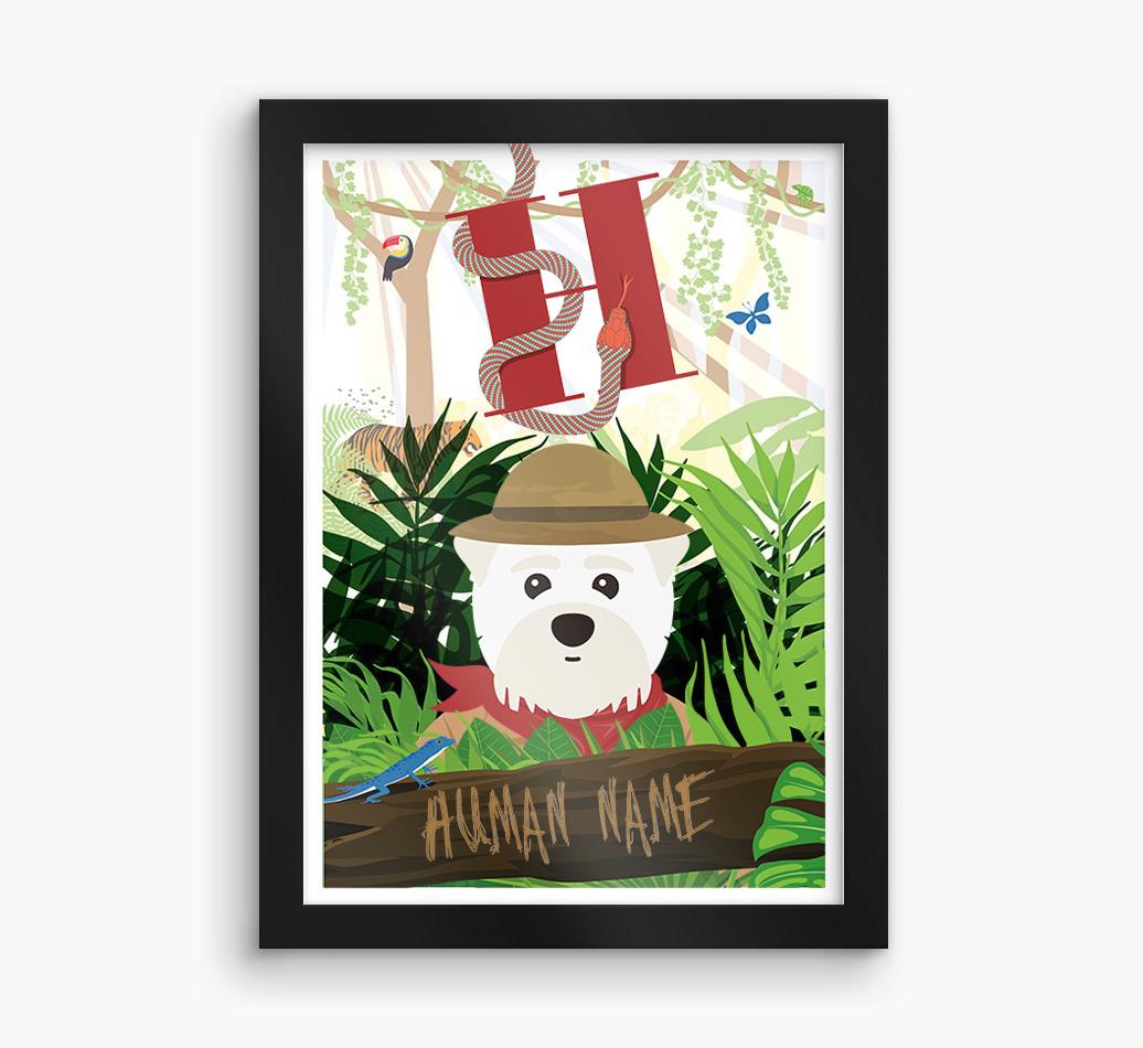 Jungle Initial: Personalized {breedFullName} Framed Print