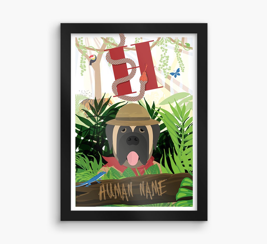 Jungle Initial: Personalized {breedFullName} Framed Print