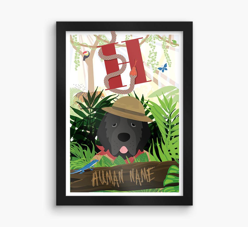 Jungle Initial: Personalized {breedFullName} Framed Print
