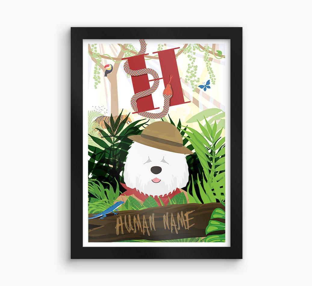 Jungle Initial: Personalized {breedFullName} Framed Print