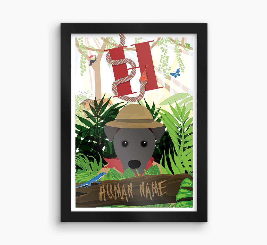 Jungle Initial: Personalized {breedFullName} Framed Print