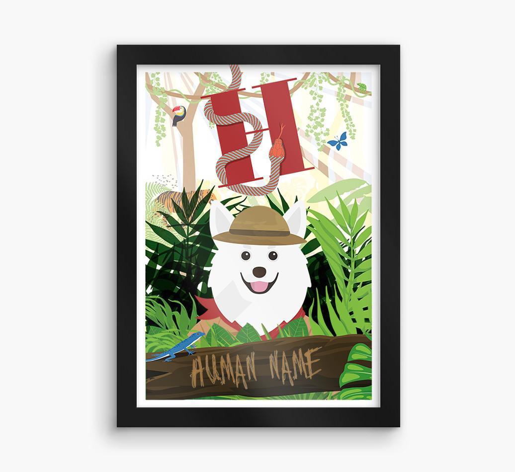 Jungle Initial: Personalized {breedFullName} Framed Print