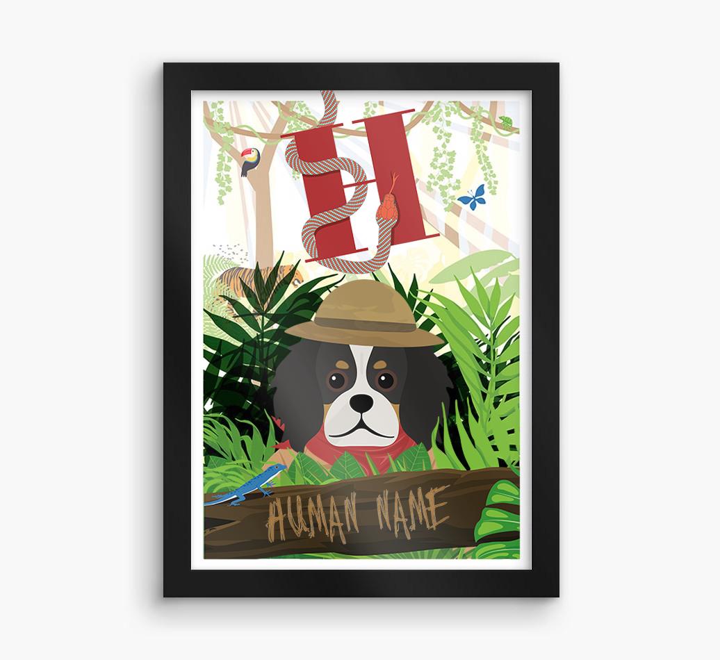 Jungle Initial: Personalized {breedFullName} Framed Print