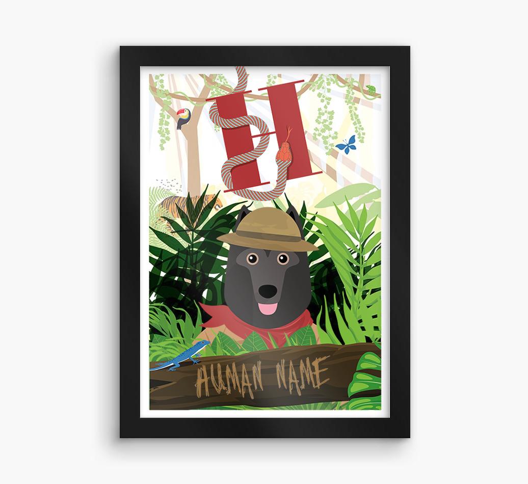Jungle Initial: Personalized {breedFullName} Framed Print