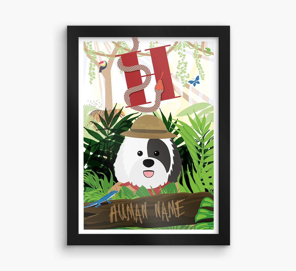 Jungle Initial: Personalized {breedFullName} Framed Print