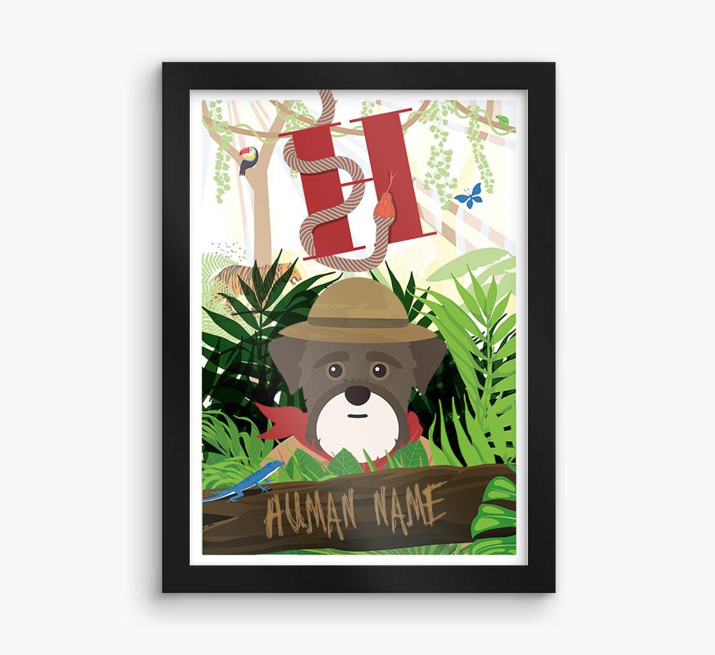 Jungle Initial: Personalized {breedFullName} Framed Print