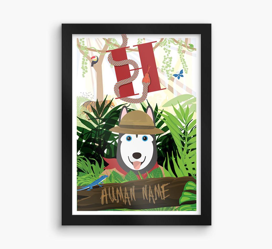 Jungle Initial: Personalized {breedFullName} Framed Print