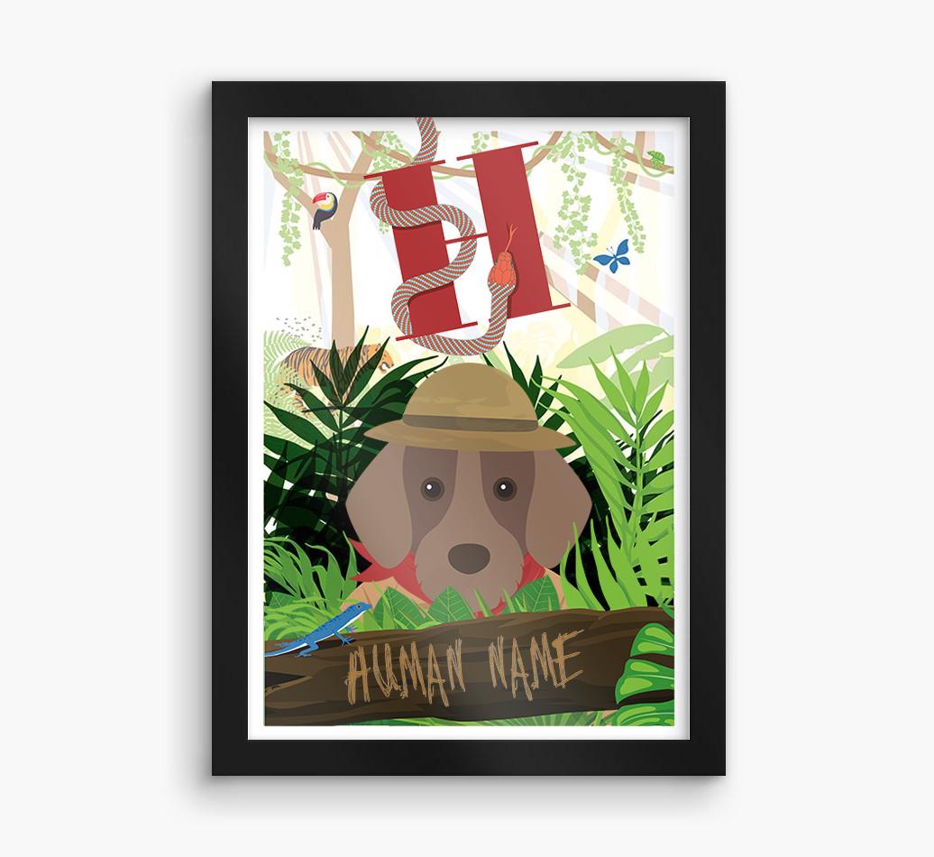Jungle Initial: Personalized {breedFullName} Framed Print