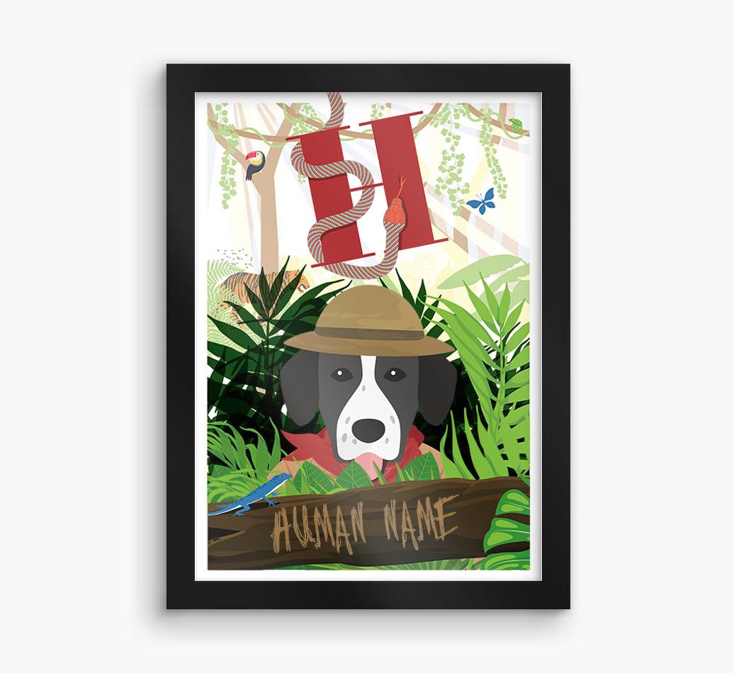 Jungle Initial: Personalized {breedFullName} Framed Print