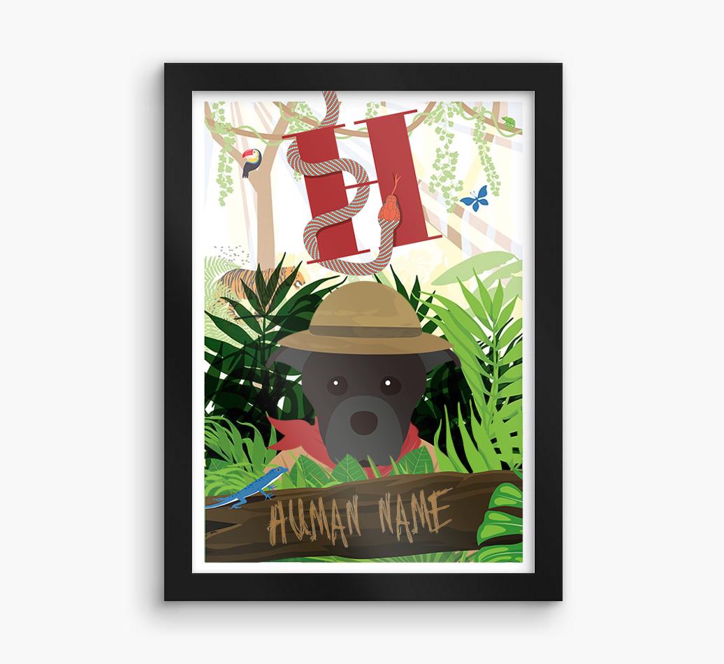 Jungle Initial: Personalized {breedFullName} Framed Print