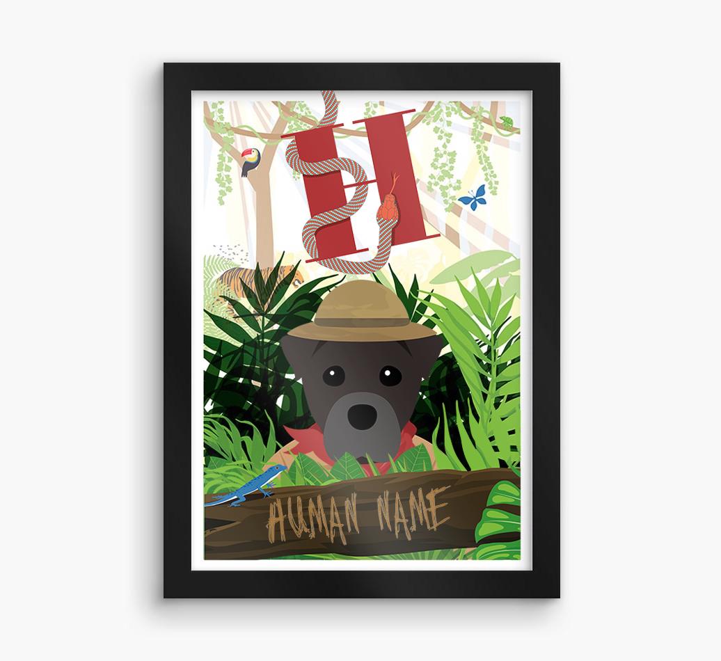 Jungle Initial: Personalized {breedFullName} Framed Print