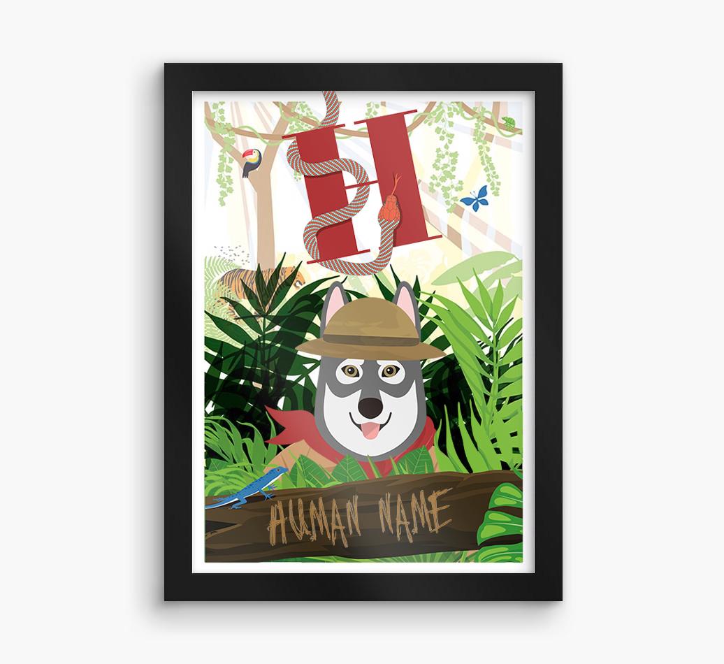 Jungle Initial: Personalized {breedFullName} Framed Print