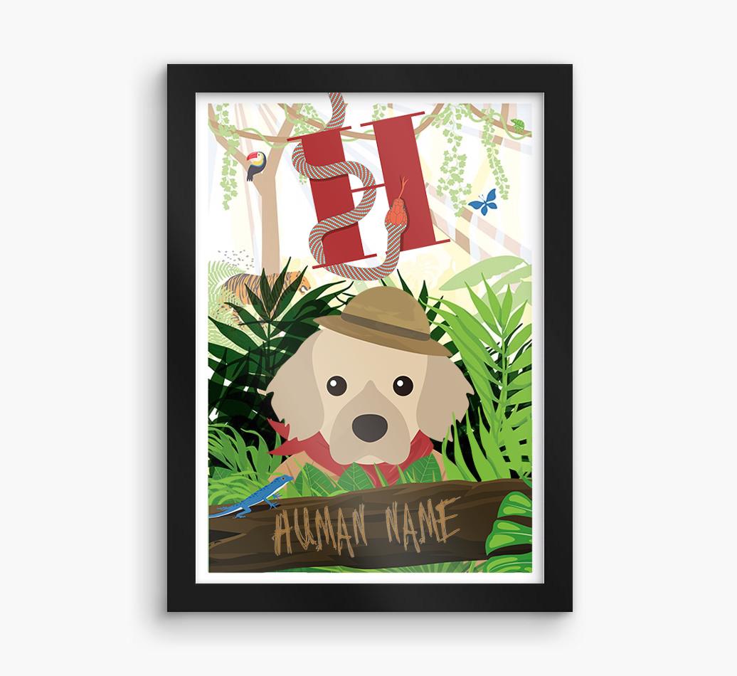 Jungle Initial: Personalized {breedFullName} Framed Print