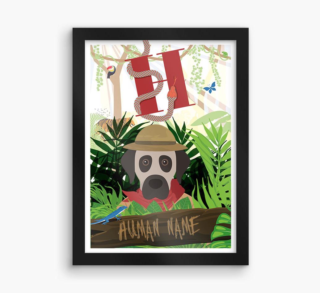 Jungle Initial: Personalized {breedFullName} Framed Print