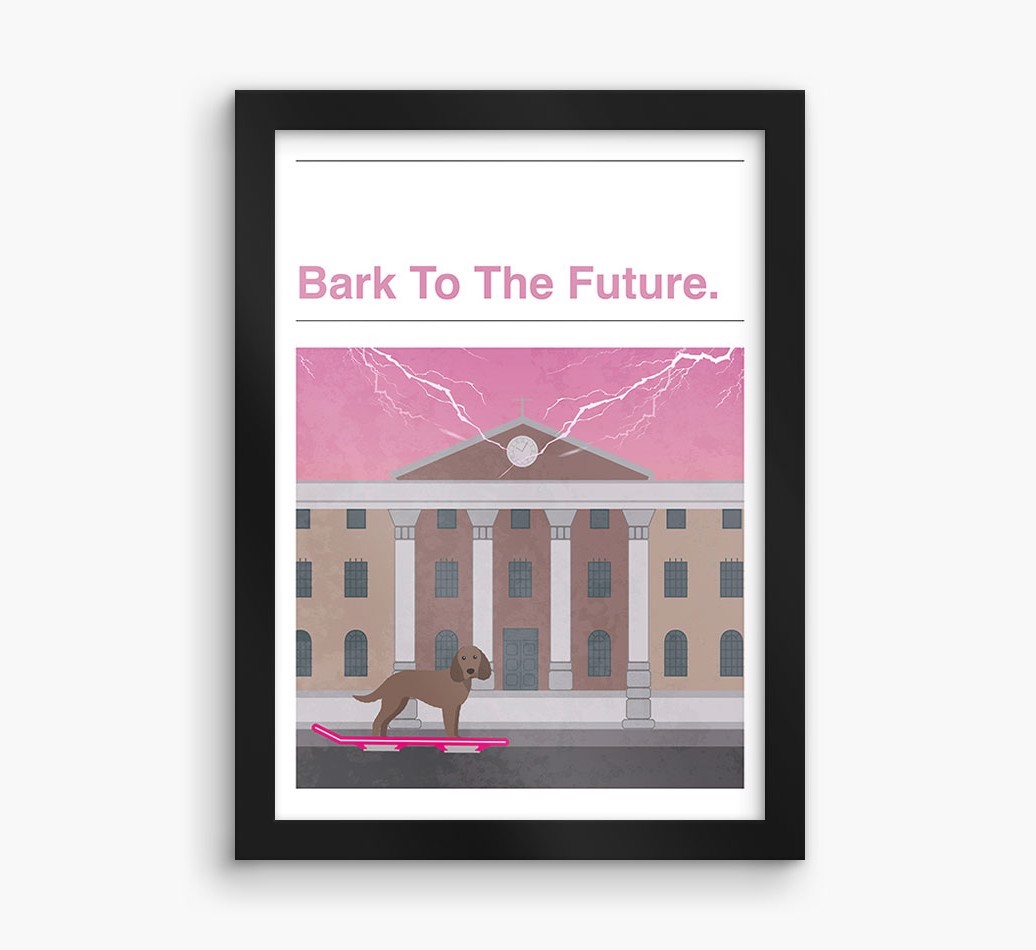 Bark To The Future: Personalised {breedFullName} Framed Print