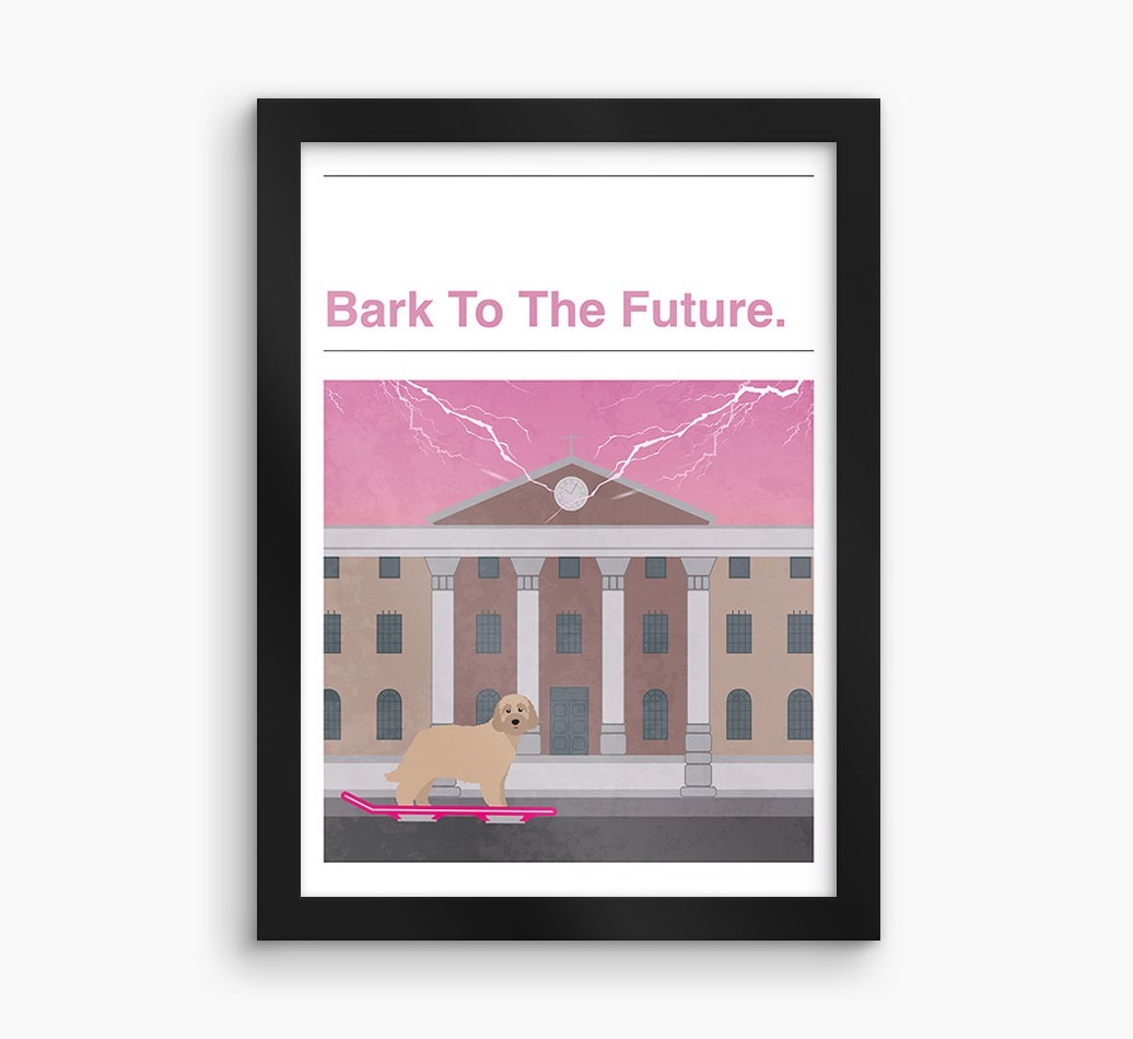 Bark To The Future: Personalised {breedFullName} Framed Print