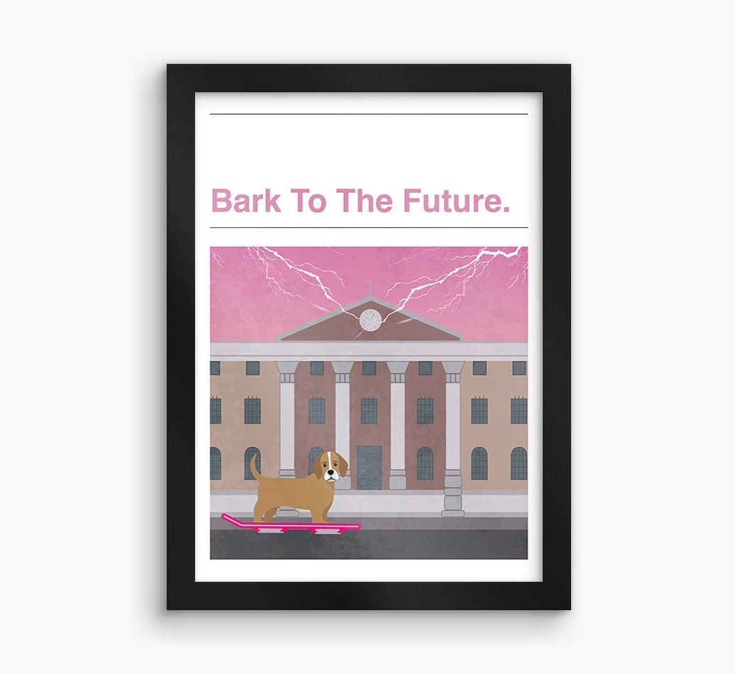 Bark To The Future: Personalised {breedFullName} Framed Print