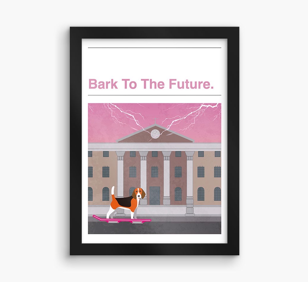 Bark To The Future: Personalised {breedFullName} Framed Print