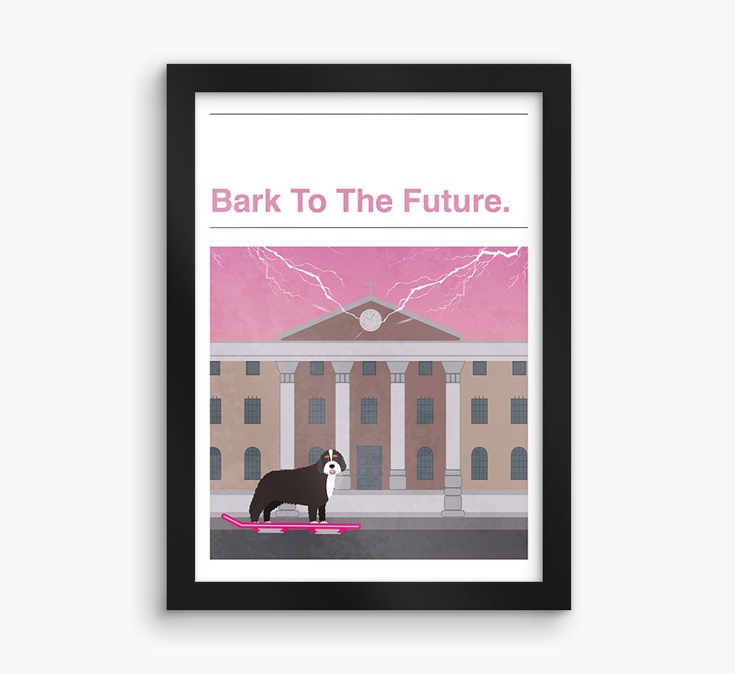 Bark To The Future: Personalised {breedFullName} Framed Print