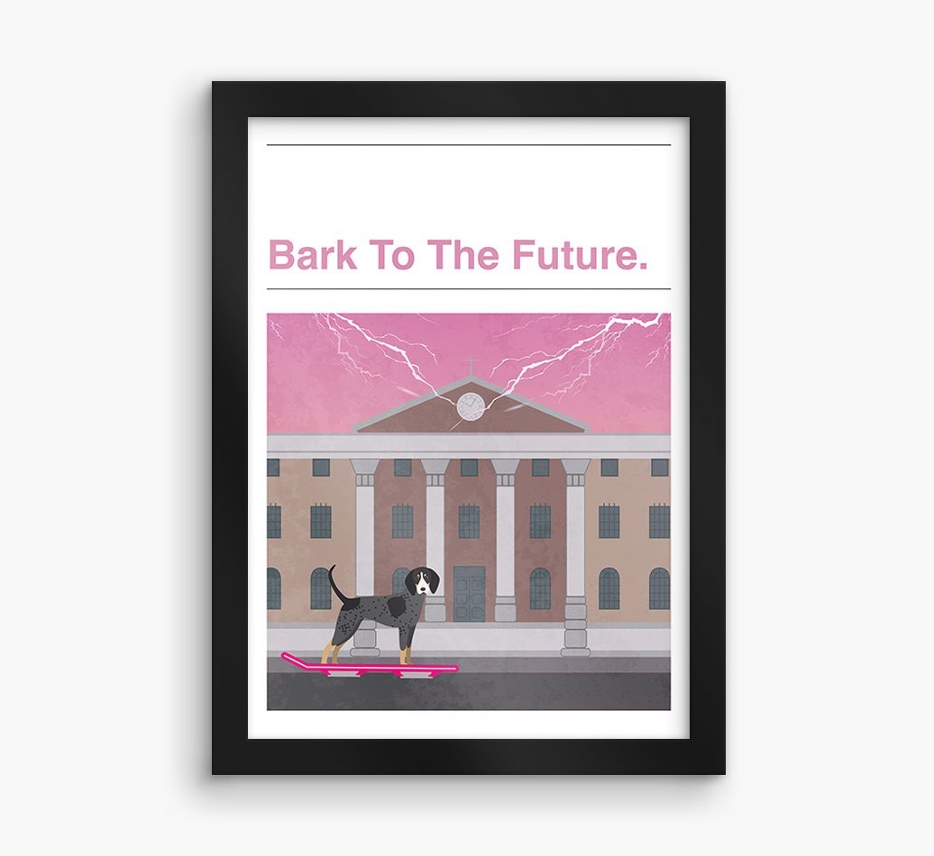Bark To The Future: Personalised {breedFullName} Framed Print