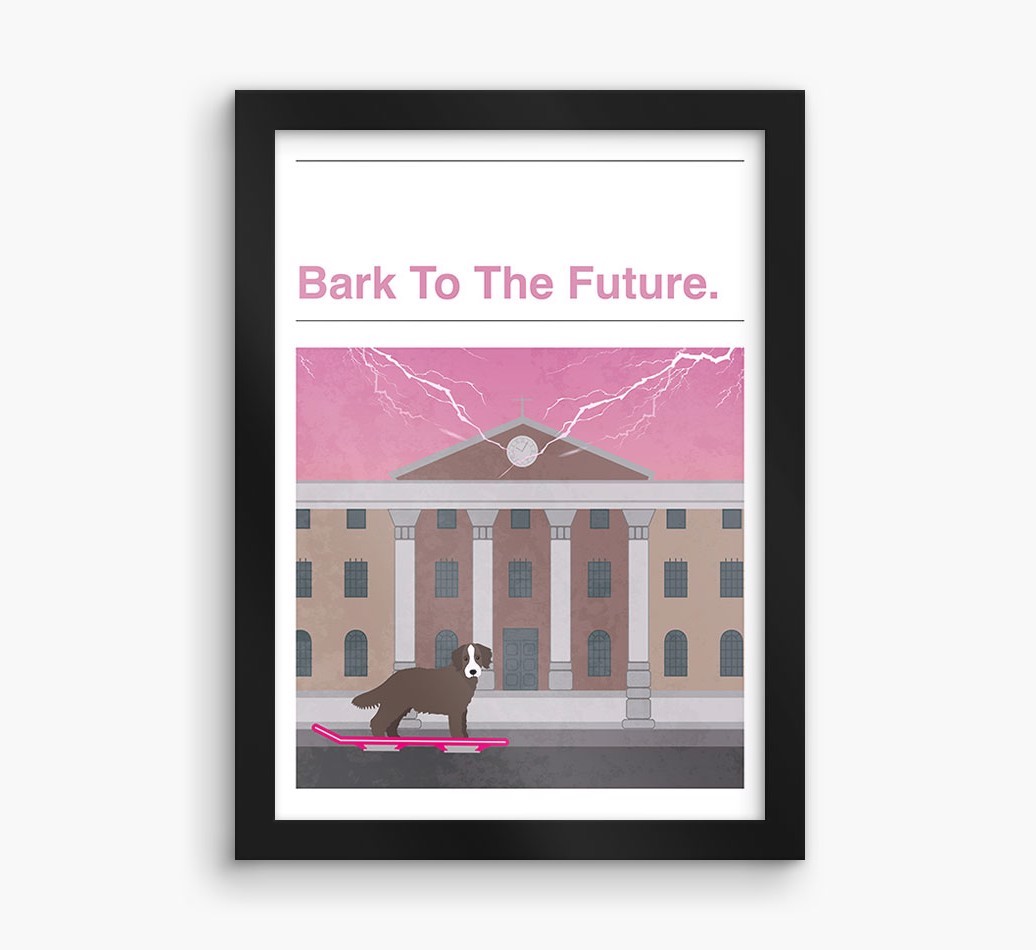 Bark To The Future: Personalised {breedFullName} Framed Print