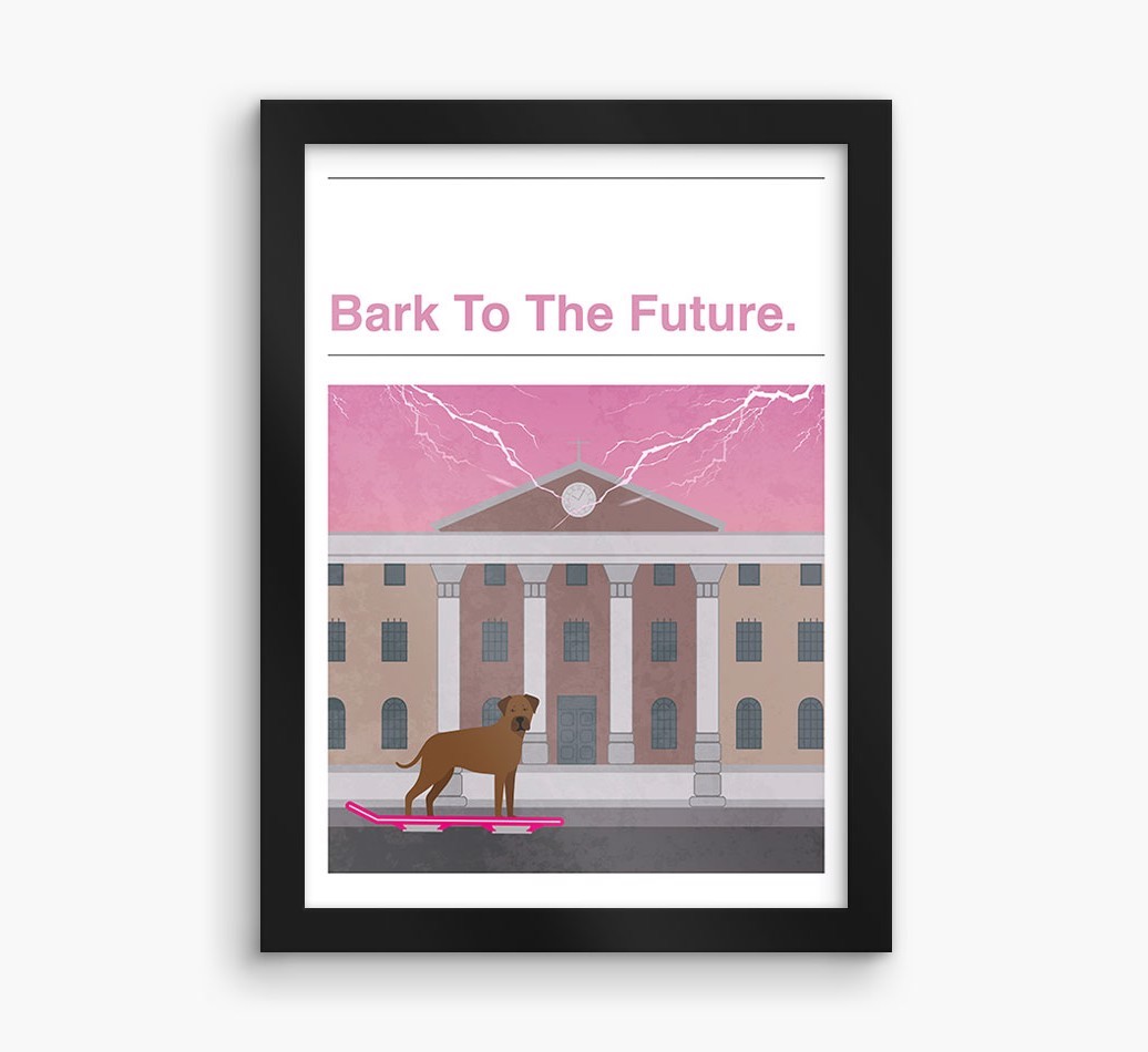 Bark To The Future: Personalised {breedFullName} Framed Print
