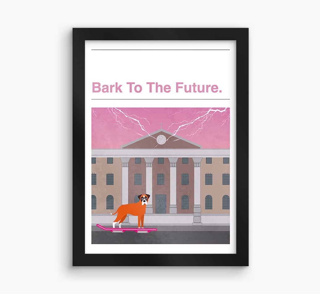 Bark To The Future: Personalised {breedFullName} Framed Print