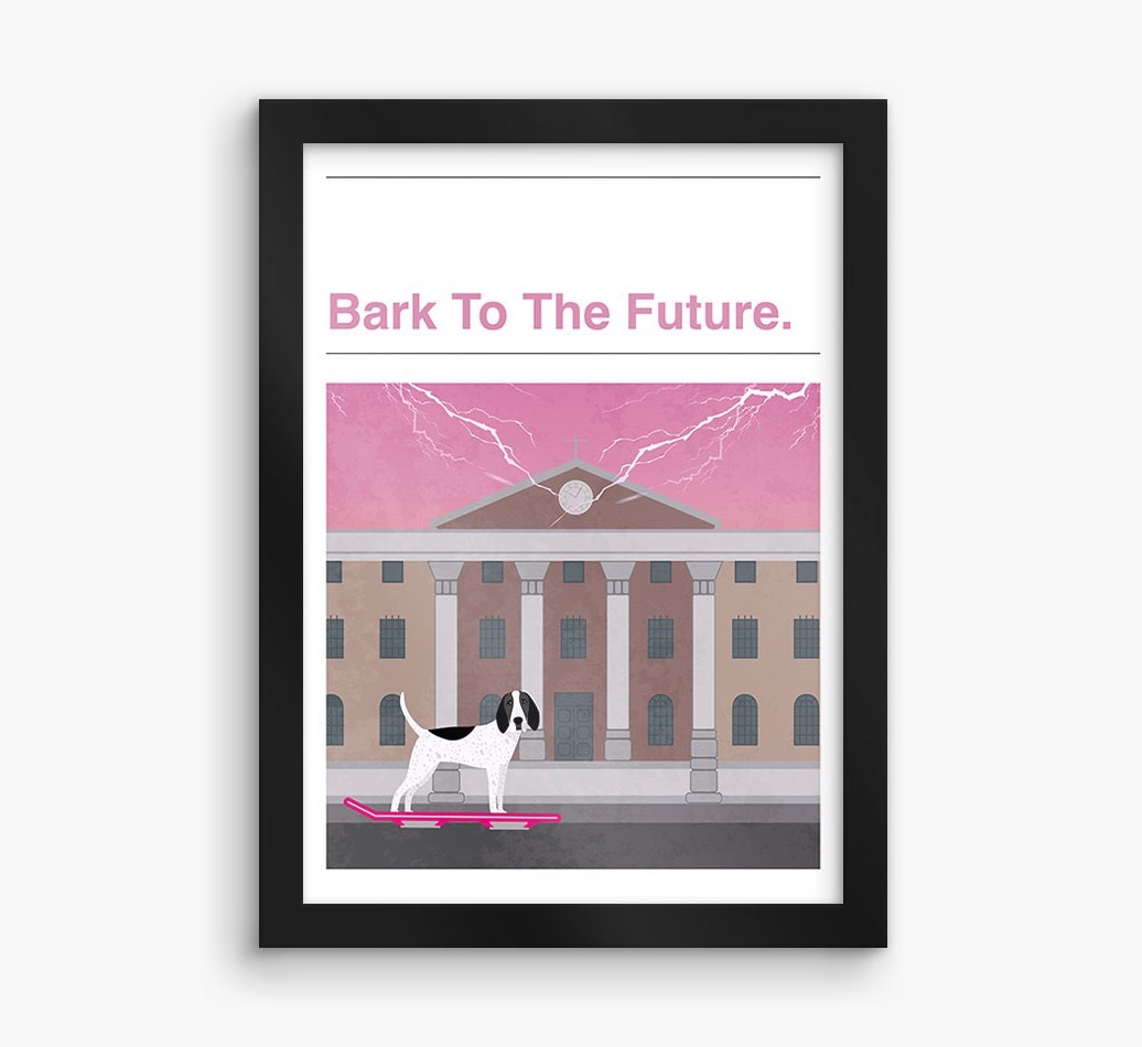Bark To The Future: Personalised {breedFullName} Framed Print