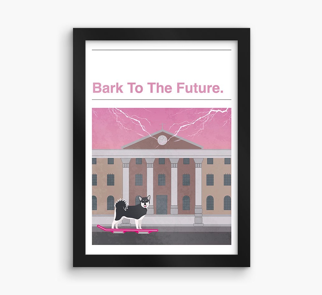 Bark To The Future: Personalised {breedFullName} Framed Print