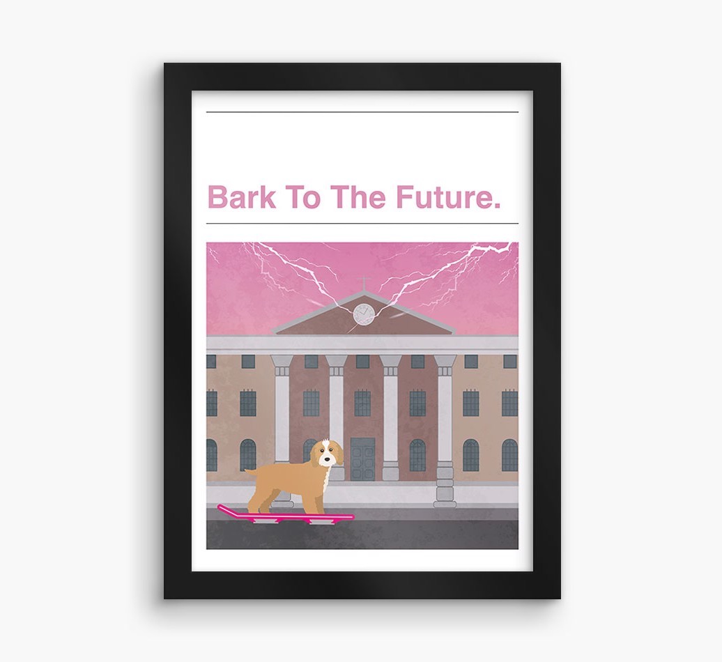 Bark To The Future: Personalised {breedFullName} Framed Print