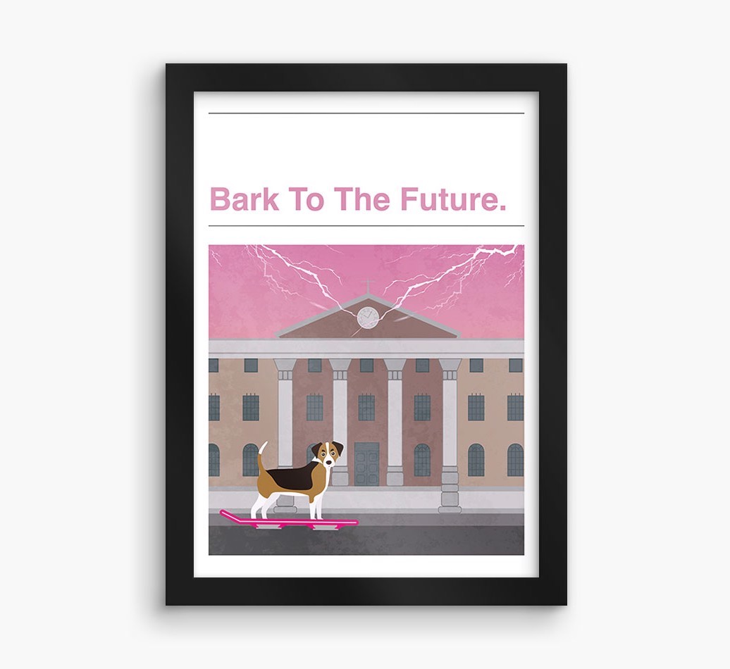 Bark To The Future: Personalised {breedFullName} Framed Print