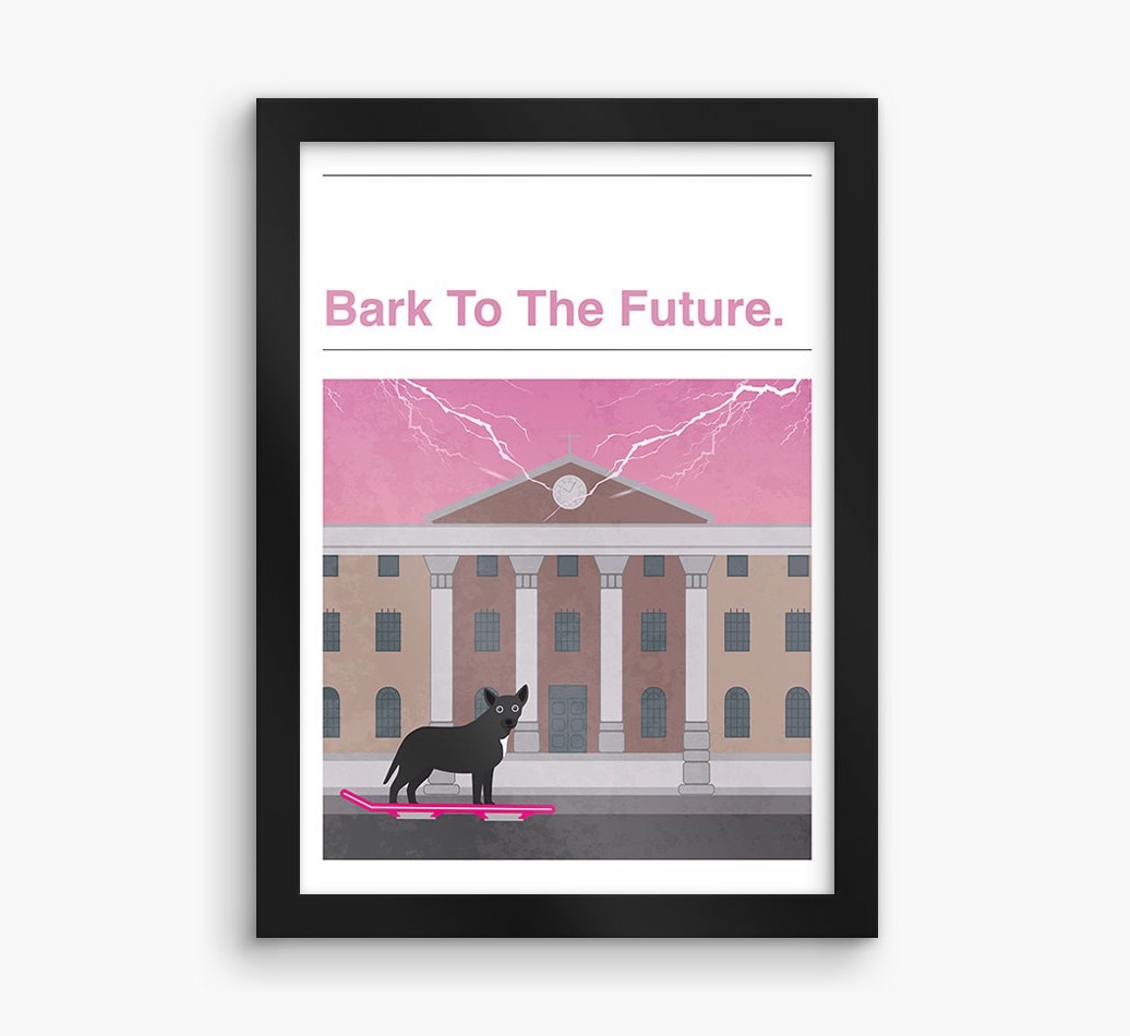 Bark To The Future: Personalised {breedFullName} Framed Print