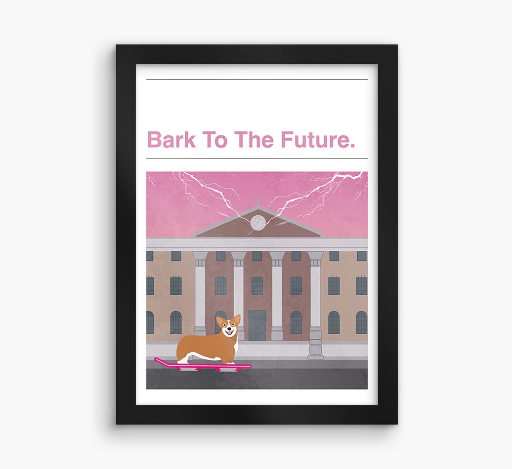 Bark To The Future: Personalised {breedFullName} Framed Print