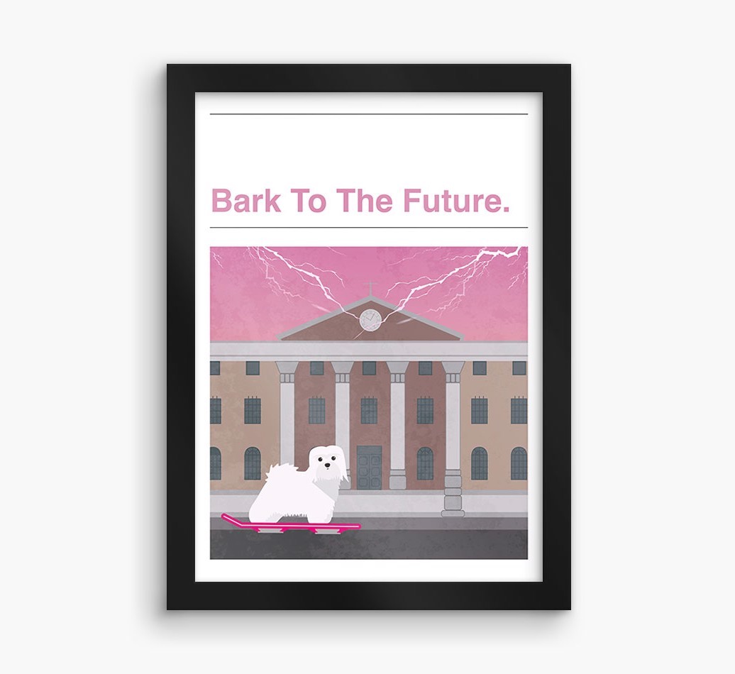 Bark To The Future: Personalised {breedFullName} Framed Print