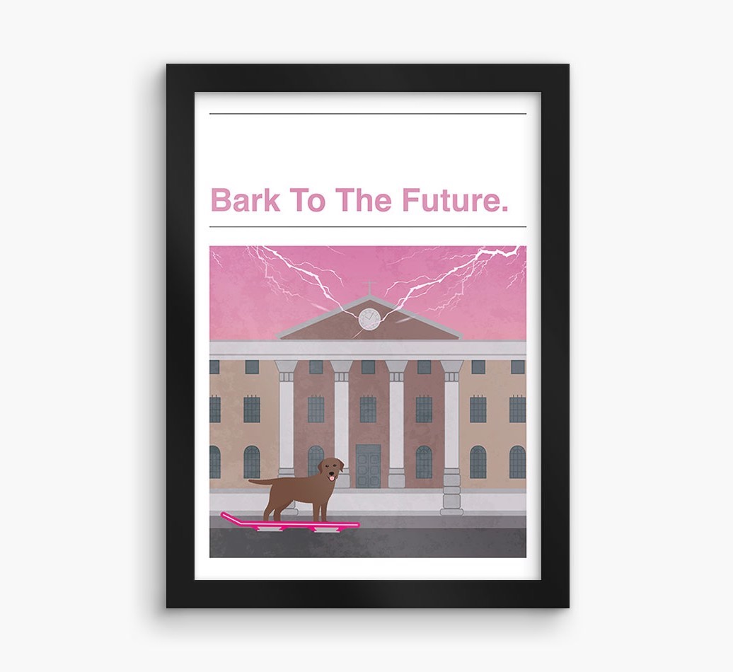 Bark To The Future: Personalised {breedFullName} Framed Print