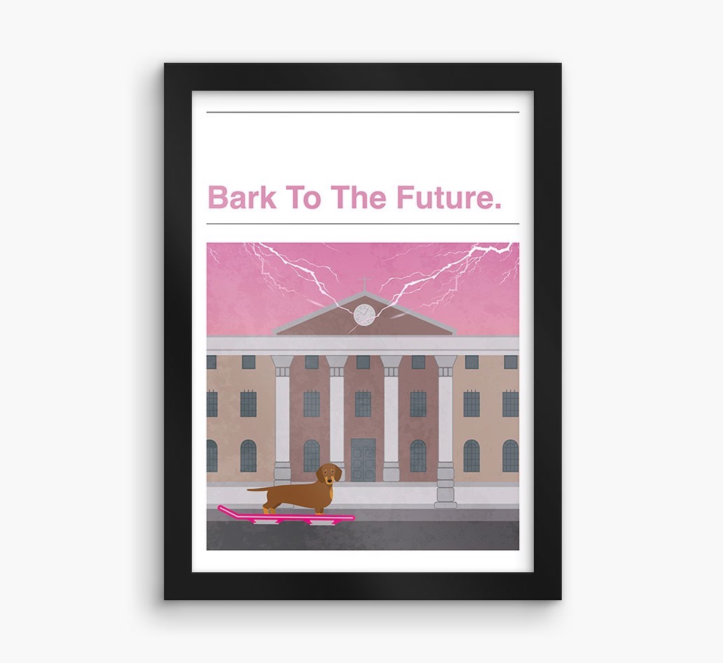 Bark To The Future: Personalised {breedFullName} Framed Print