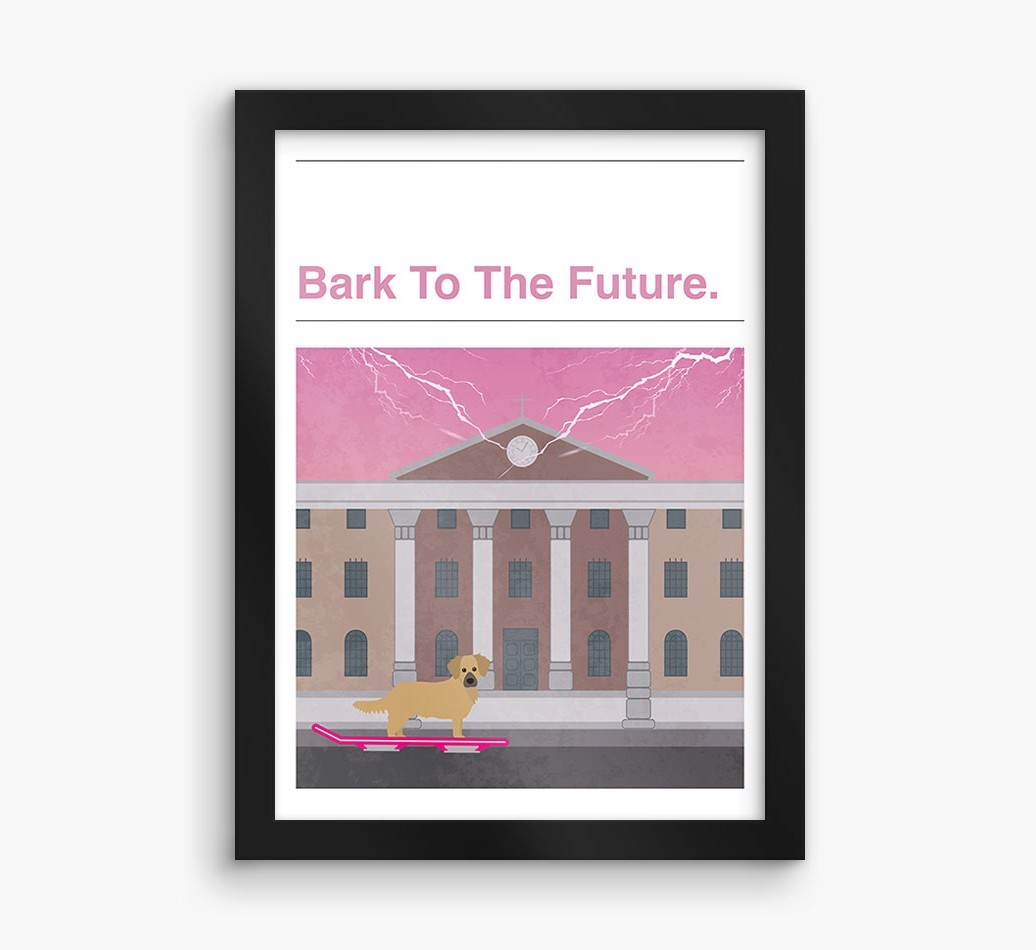 Bark To The Future: Personalised {breedFullName} Framed Print