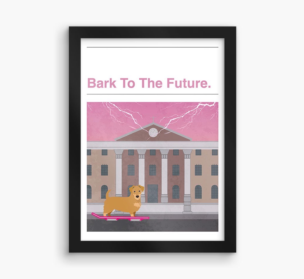 Bark To The Future: Personalised {breedFullName} Framed Print