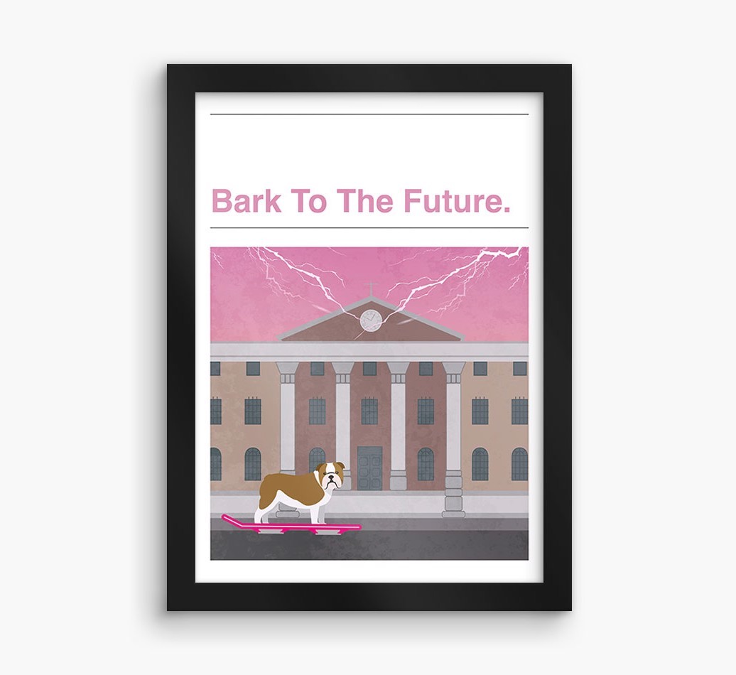 Bark To The Future: Personalised {breedFullName} Framed Print