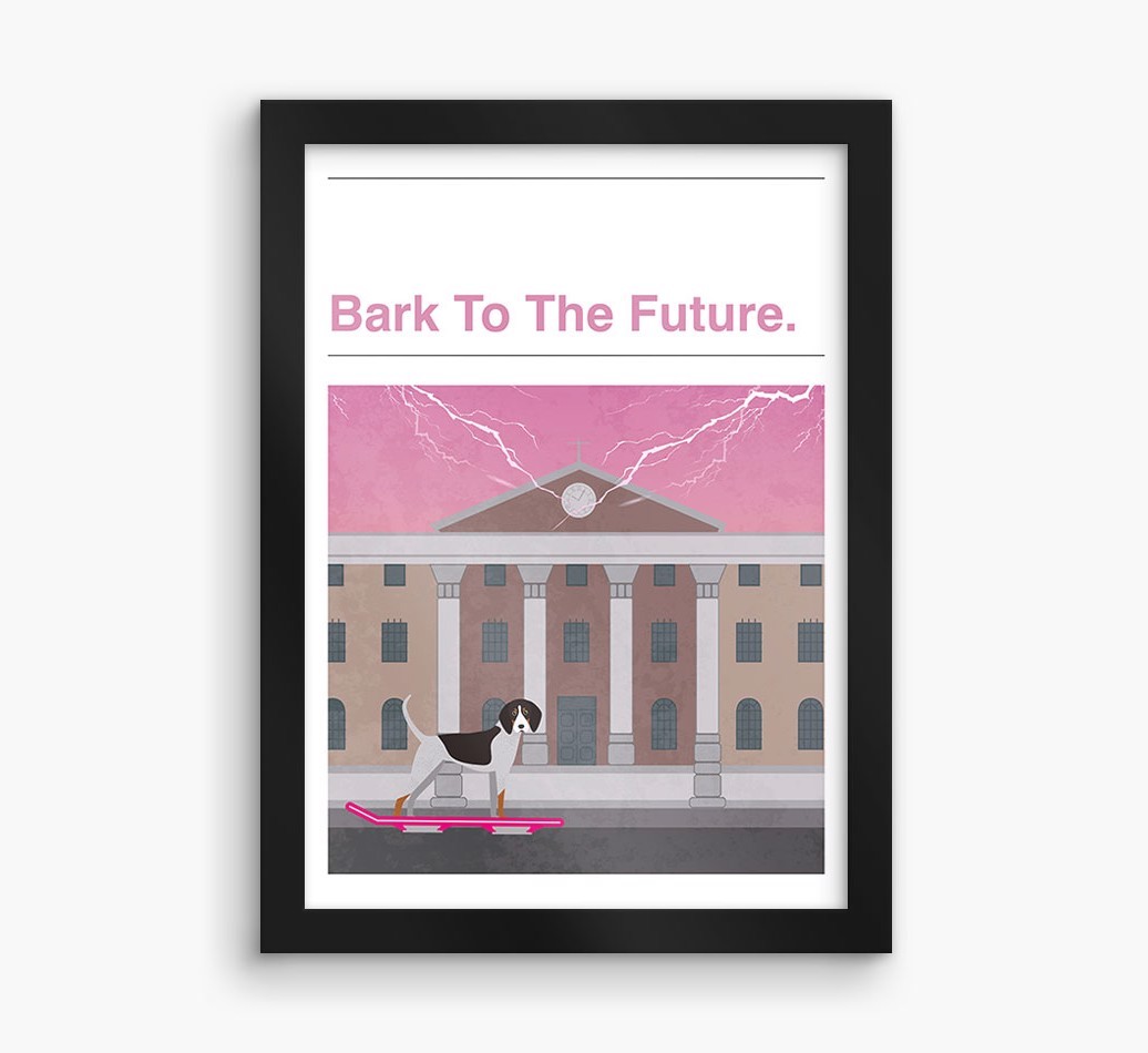 Bark To The Future: Personalised {breedFullName} Framed Print