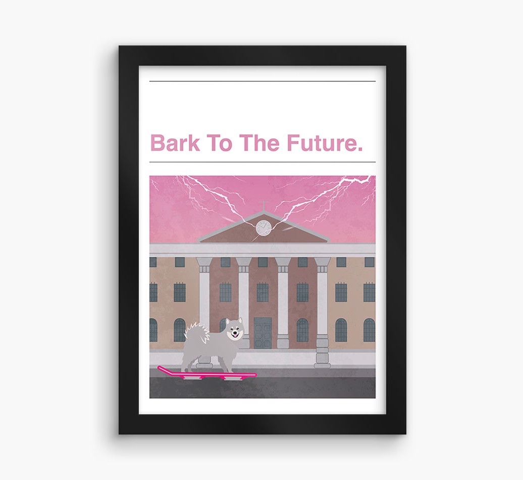 Bark To The Future: Personalised {breedFullName} Framed Print