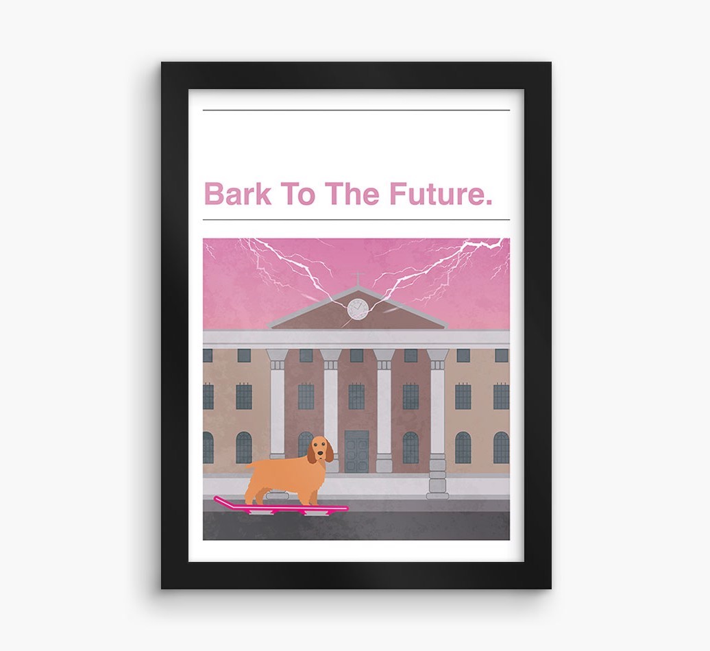 Bark To The Future: Personalised {breedFullName} Framed Print