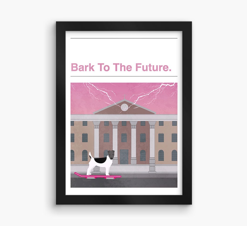 Bark To The Future: Personalised {breedFullName} Framed Print