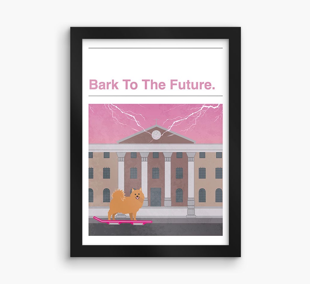 Bark To The Future: Personalised {breedFullName} Framed Print