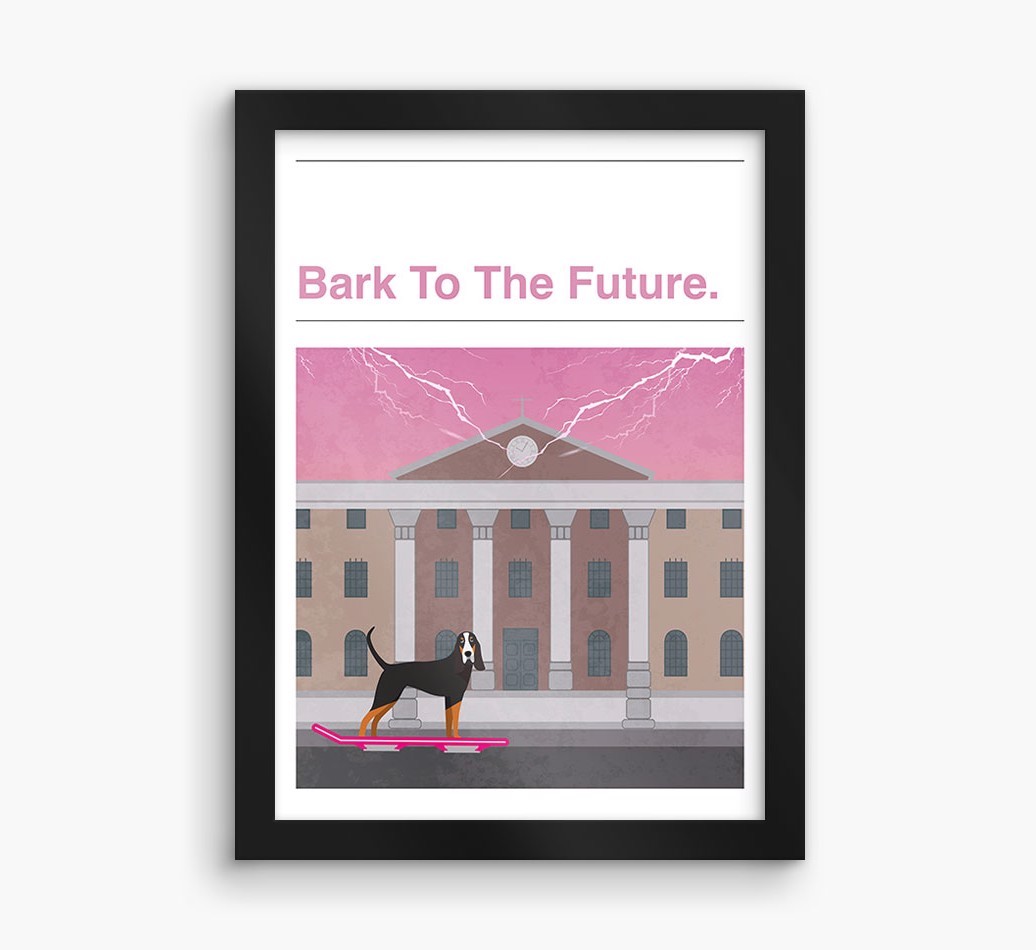 Bark To The Future: Personalised {breedFullName} Framed Print
