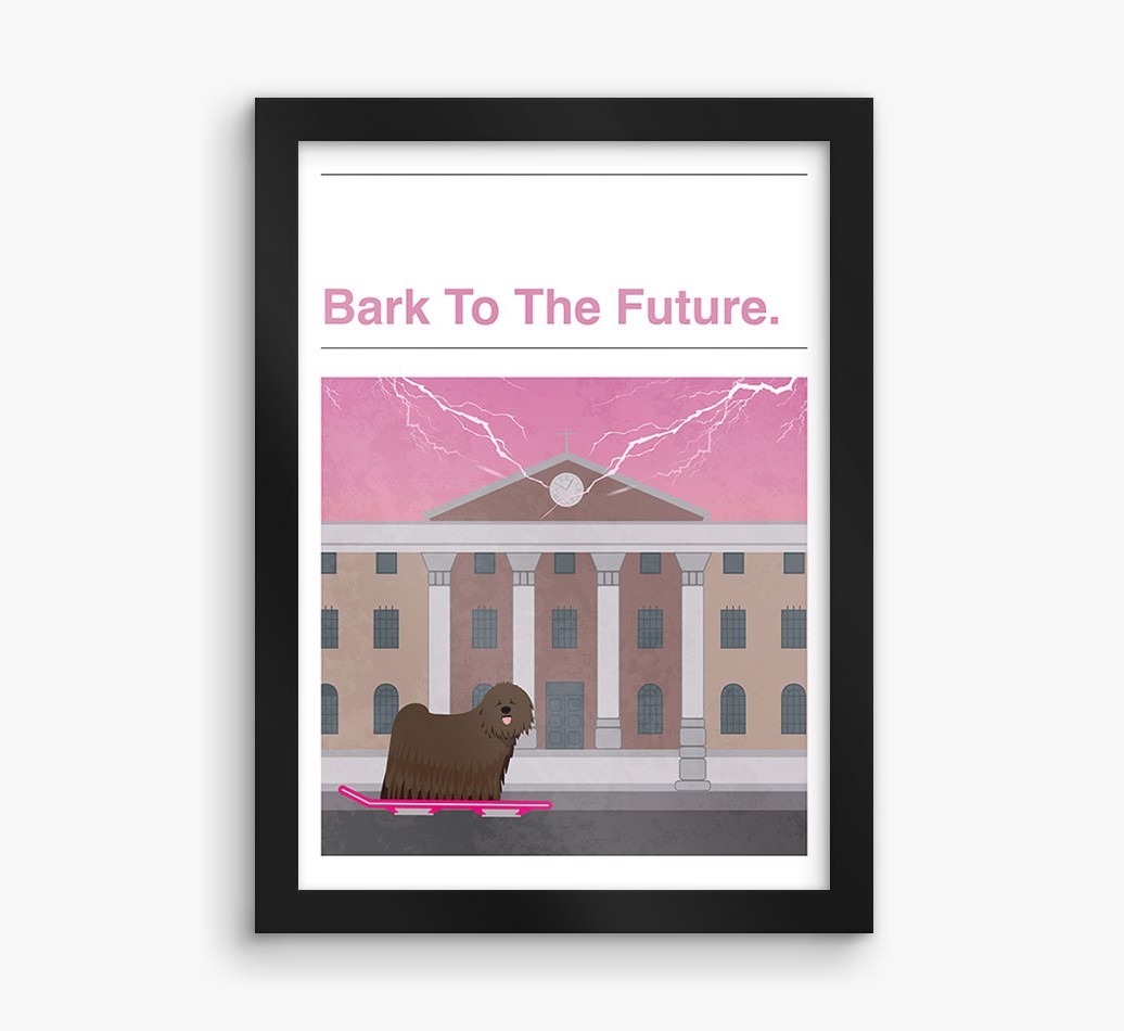 Bark To The Future: Personalised {breedFullName} Framed Print
