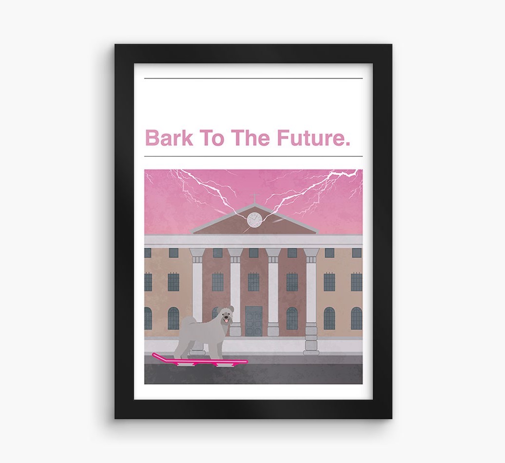 Bark To The Future: Personalised {breedFullName} Framed Print